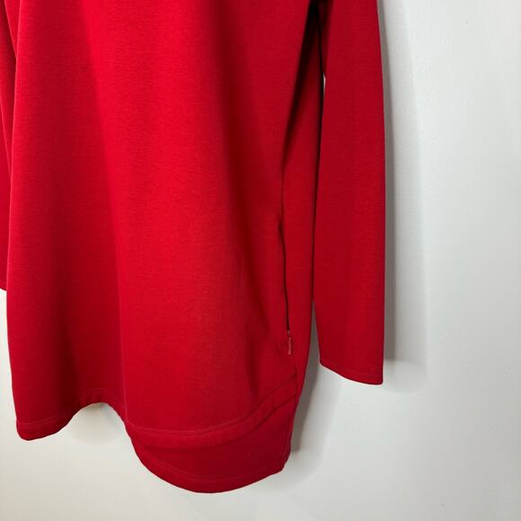 Athleta Cozy Karma Asym Weatshirt Dress Red Soft Fleece Lined Casual Women's M - Picture 7 of 16